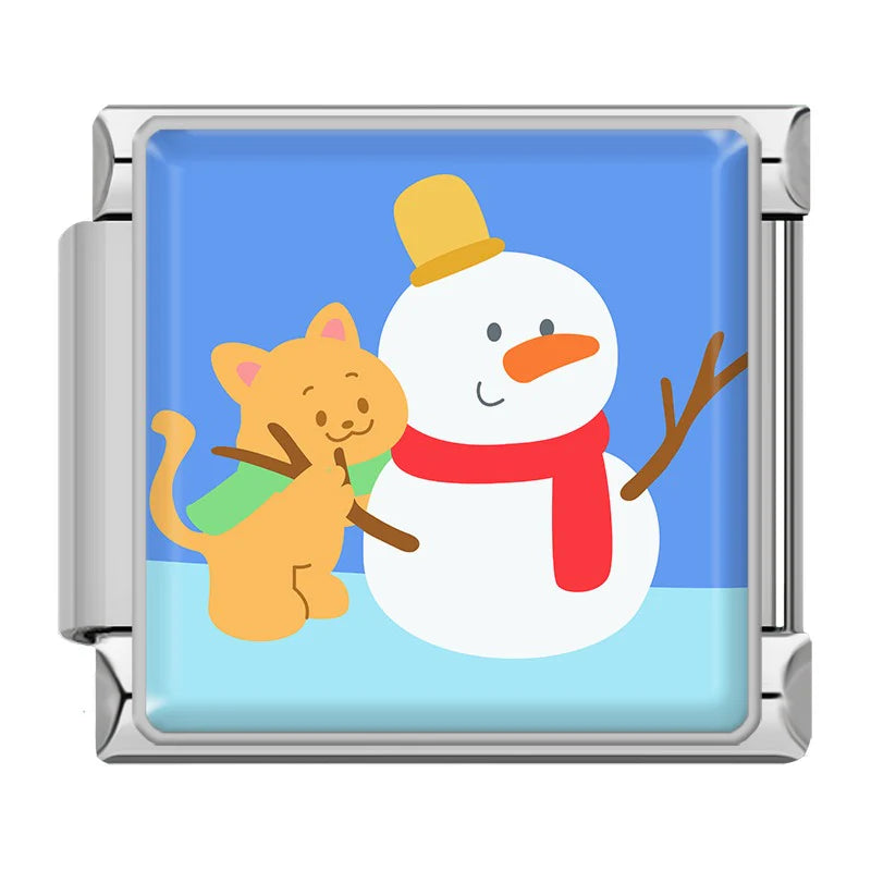 Snowman with cat