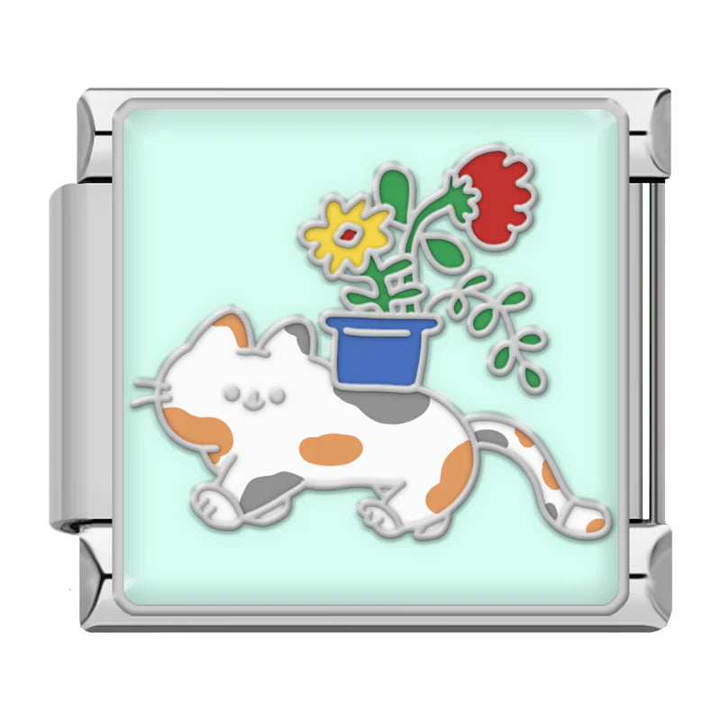 Cat with Flowers