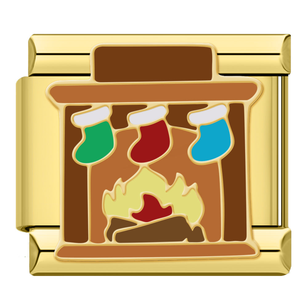 Christmas stocking fireplace