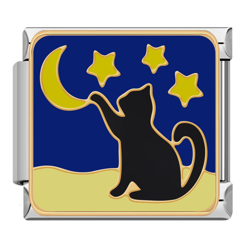 Cat playing with the moon