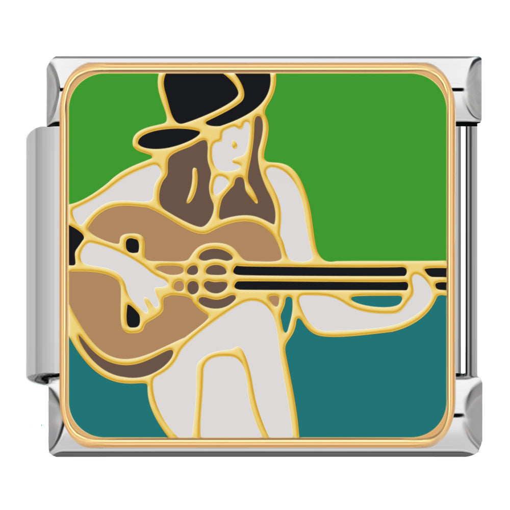 Playing guitar