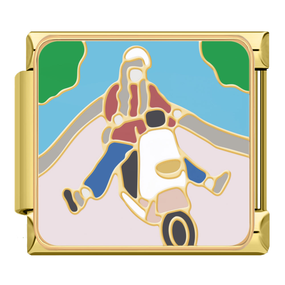 Riding a scooter