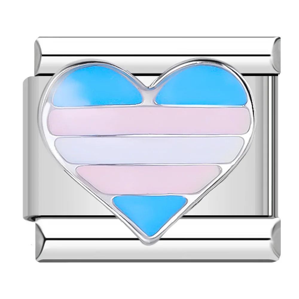 Transgender flag heart - MyItalianBracelet