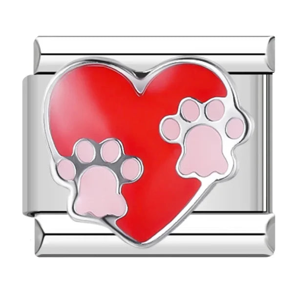 Heart with paw prints - MyItalianBracelet