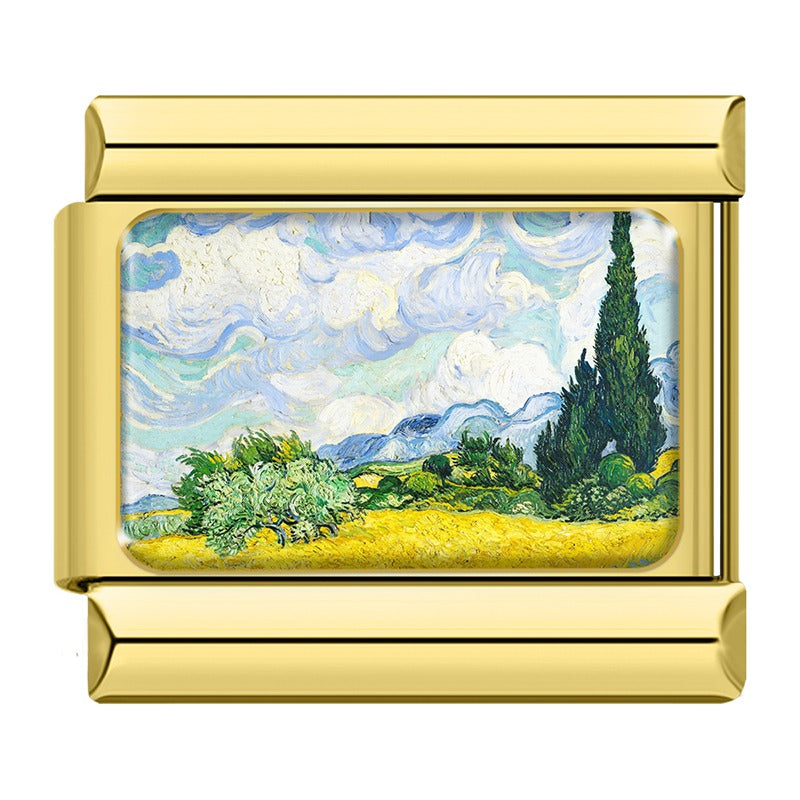 Wheat Field with Cypresses